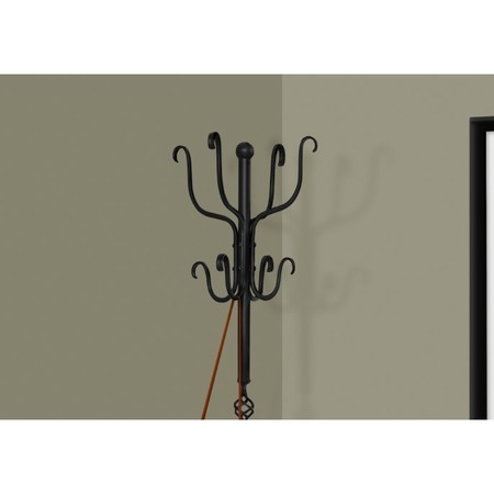 Monarch Specialties Coat Rack, Hall Tree, Free Standing, 8 Hooks, Entryway, 74"H, Bedroom, Metal, Black, Transitional I 2065